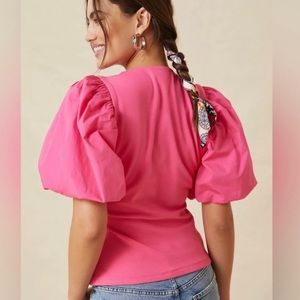 Anthropologie Maeve Puff Sleeve Wrap Top | size: Small